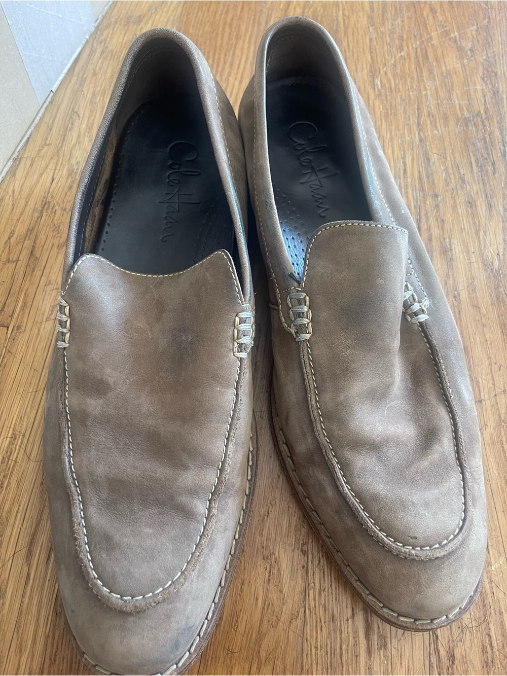 Cole Haan Taupe Suede Slip-On Loafers